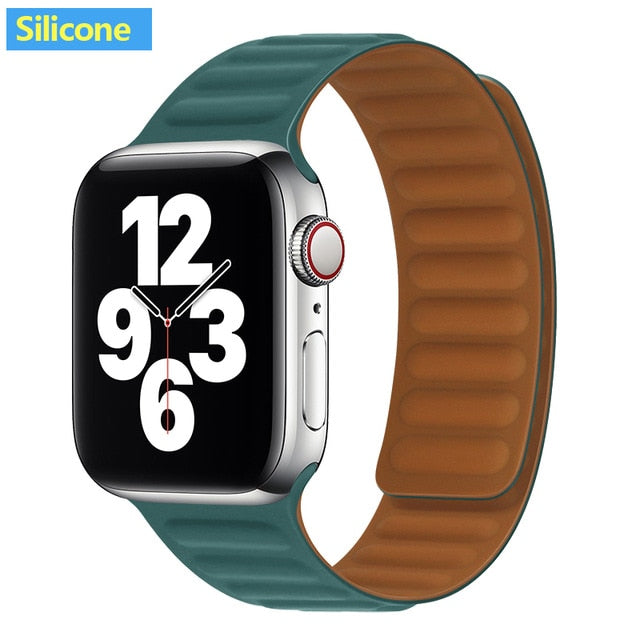 Leather Link strap For Apple watch band 44mm 40mm 38mm 42mm watchabnd original Magnetic Loop bracelet iWatch seires 3 5 4 6 SE