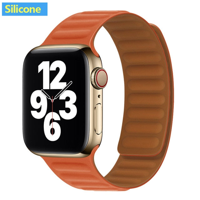 Leather Link strap For Apple watch band 44mm 40mm 38mm 42mm watchabnd original Magnetic Loop bracelet iWatch seires 3 5 4 6 SE