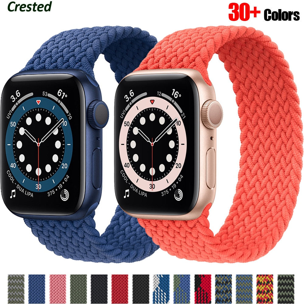 Braided Solo Loop For Apple watch band 44mm 40mm 38mm 42mm FABRIC Nylon Elastic belt bracelet iWatch series 3 4 5 se 6 strap